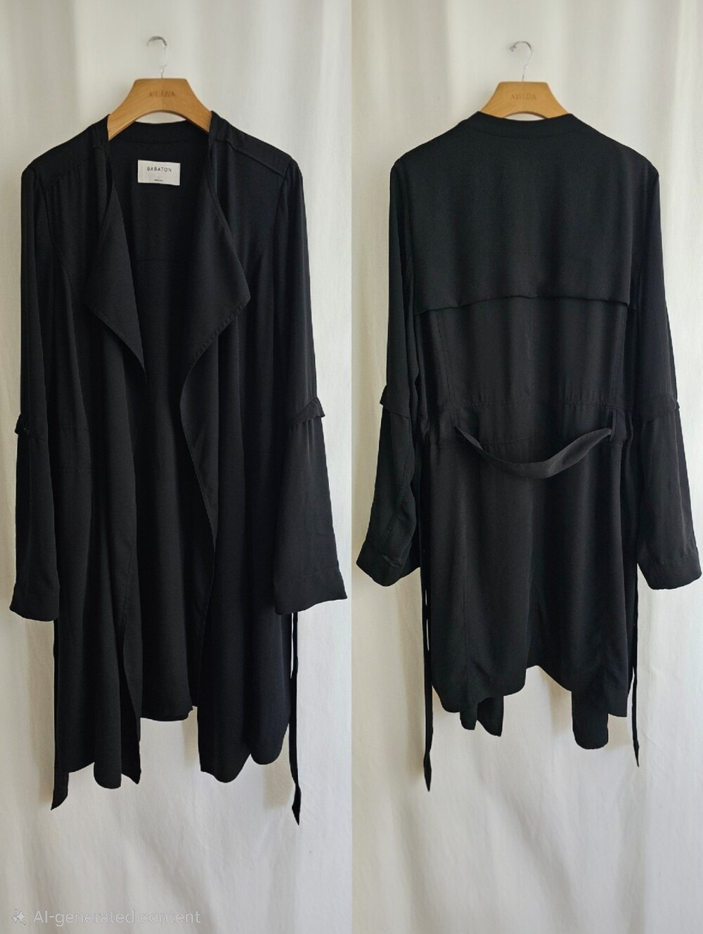 Aritzia Babaton Black Flowy Trench Coat with Belt - Picture 9 of 16